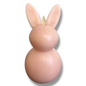 Luminara Flameless Easter Bunny Candle Dusky Rose - Moving Flame - 8" Large NEW
